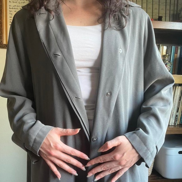 ANNE KLEIN GREY TRENCH COAT - Picture 2 of 4